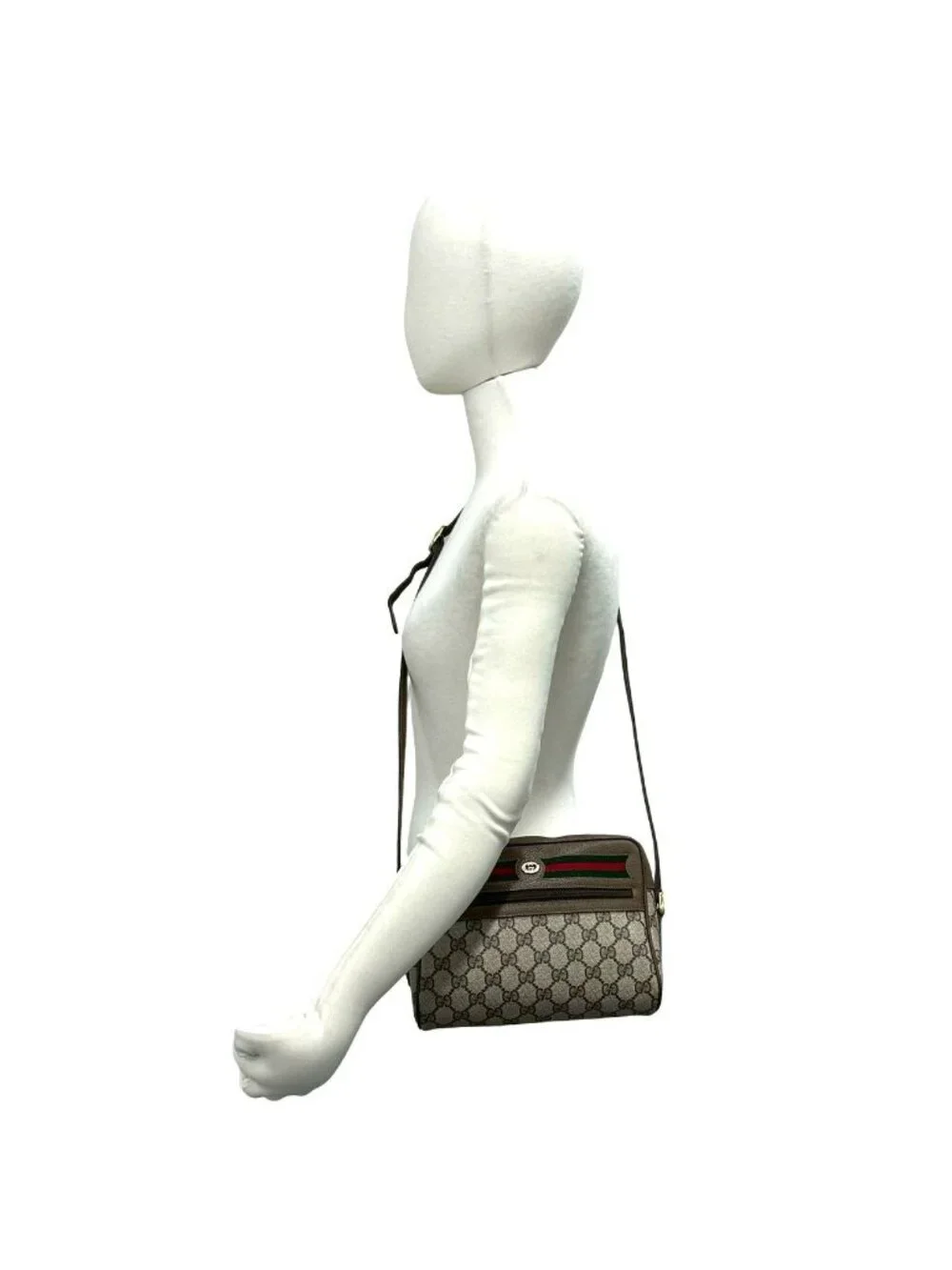 Gucci Vintage Sherry Line GG Logo Leather Shoulder Bag Pochette Brown